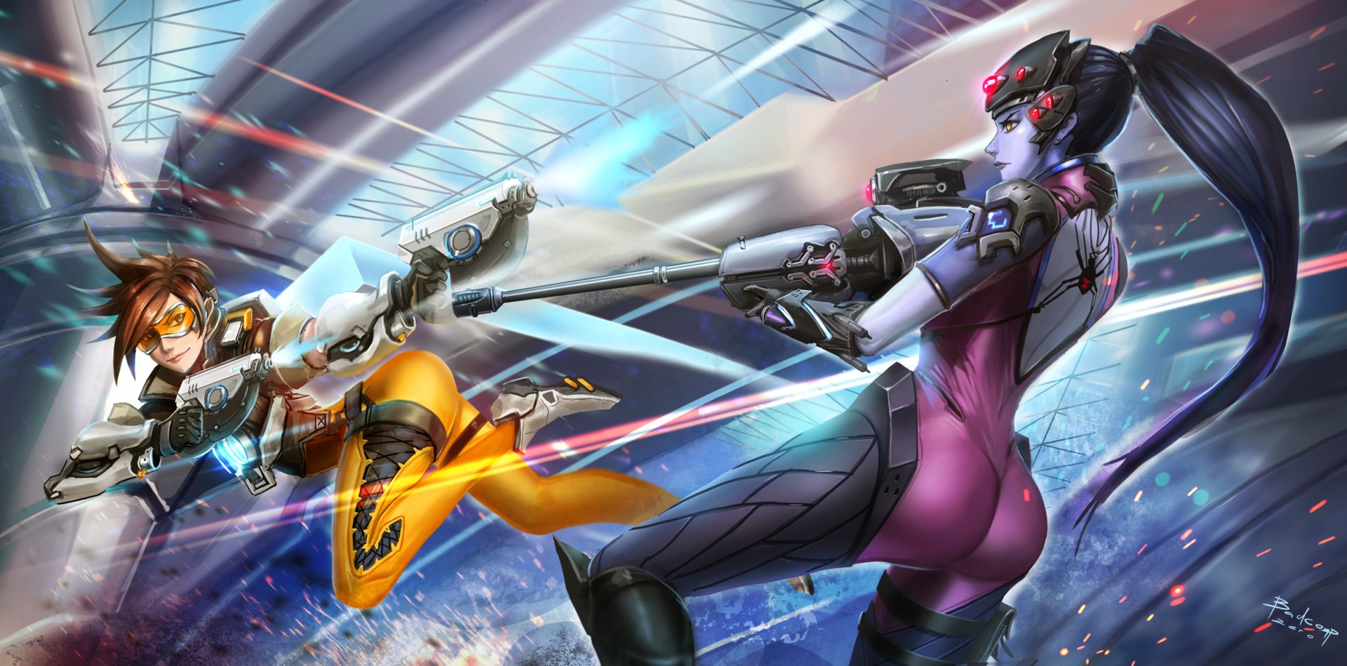 Epic Overwatch Duel: Widowmaker vs Tracer HD Wallpaper