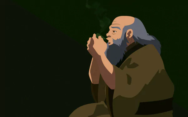 A serene HD desktop wallpaper featuring a character from Avatar: The Last Airbender, showcasing a thoughtful moment with smoke gently rising in a tranquil setting.