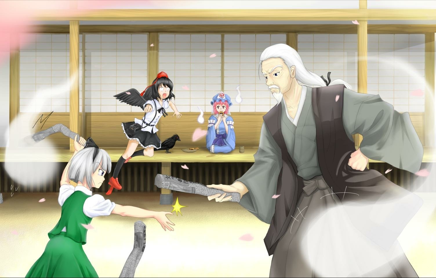 Download Aya Shameimaru Yuyuko Saigyouji Youmu Konpaku Youki Konpaku Anime Touhou Wallpaper