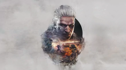 HD wallpaper featuring Geralt of Rivia from the video game The Witcher 3: Wild Hunt, capturing the iconic character amid dramatic and mystical scenes.
