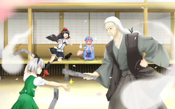 Aya Shameimaru Yuyuko Saigyouji Youmu Konpaku Youki Konpaku Anime Touhou HD Desktop Wallpaper | Background Image