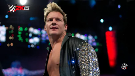 Chris Jericho in WWE 2K15, showcasing his striking look and charisma against a vibrant backdrop, captured in this HD PC desktop wallpaper.