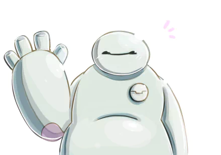 HD PC desktop wallpaper: Baymax from the movie Big Hero 6 waving with a raised hand on a clean white background.