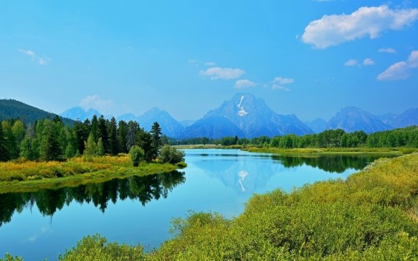 Earth Mountain Mountains River Summer HD Wallpaper | Background Image