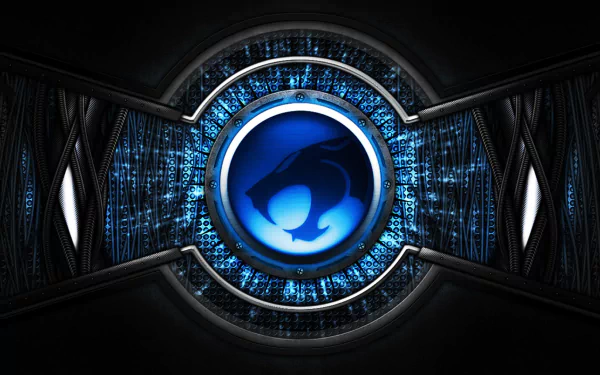 HD wallpaper featuring the Thundercats logo from the 1985 TV show, set against a futuristic blue and black background, combining nostalgia with a dynamic design.