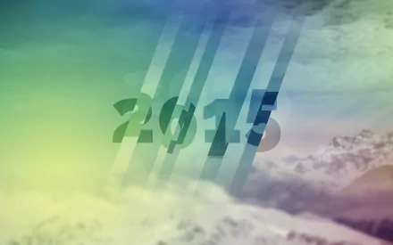 Abstract gradient holiday New Year 2015 2K Quad HD PC desktop wallpaper and background, slanted translucent 2015 over soft clouds and a colorful sky.