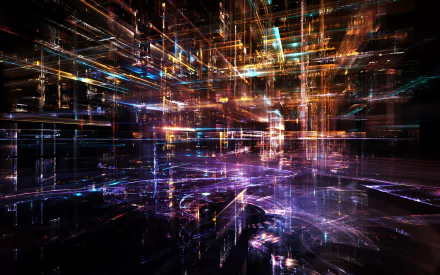 HD PC desktop wallpaper showcasing a dynamic, glowing network of interconnected lines and grids, evoking themes of advanced technology and cyberspace.