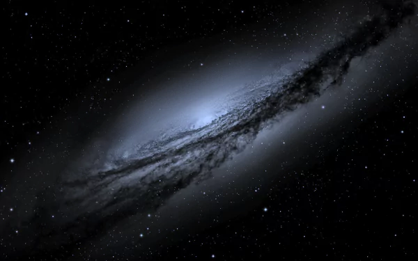 HD desktop wallpaper featuring a stunning Sci-Fi depiction of a distant galaxy in space, surrounded by countless stars against a dark background.
