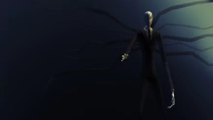 HD desktop wallpaper featuring the Slender Man from 'Slender: The Eight Pages' game, standing ominously with extended arms.