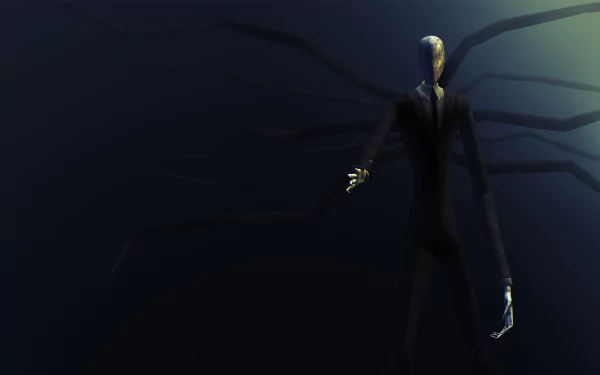 HD desktop wallpaper featuring the Slender Man from 'Slender: The Eight Pages' game, standing ominously with extended arms.
