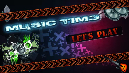 HD PC desktop wallpaper featuring vibrant graphics with Music Times and Let's Play text, themed around the video game HSYN GAME WORLD.