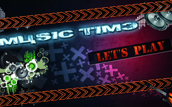 HD PC desktop wallpaper featuring vibrant graphics with Music Times and Let's Play text, themed around the video game HSYN GAME WORLD.