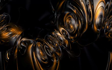 HD desktop wallpaper featuring an abstract, cool design with swirling patterns and black and gold tones.