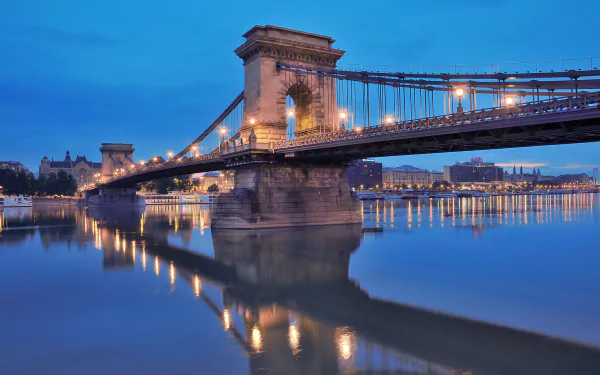 Hungary Budapest man made Chain Bridge HD Desktop Wallpaper | Background Image