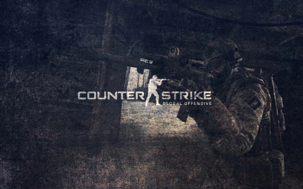 HD desktop wallpaper and background featuring a soldier in action with the Counter-Strike: Global Offensive logo centered, emphasizing the intense and gritty atmosphere of the video game.