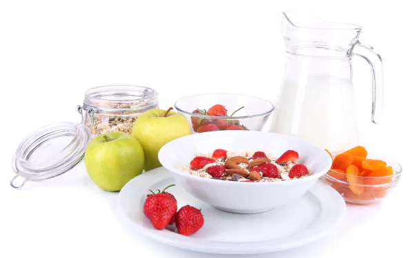 fruit cereal still life milk food breakfast HD Desktop Wallpaper | Background Image