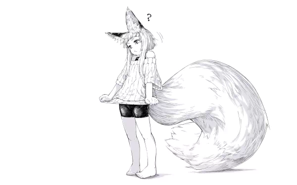 sweater animal ears tail Anime Original HD Desktop Wallpaper | Background Image