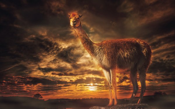 Animal Llama Sunshine Evening HD Wallpaper | Background Image