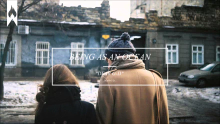 HD desktop wallpaper featuring two people from behind with the text Being As An Ocean over a faded cityscape background.
