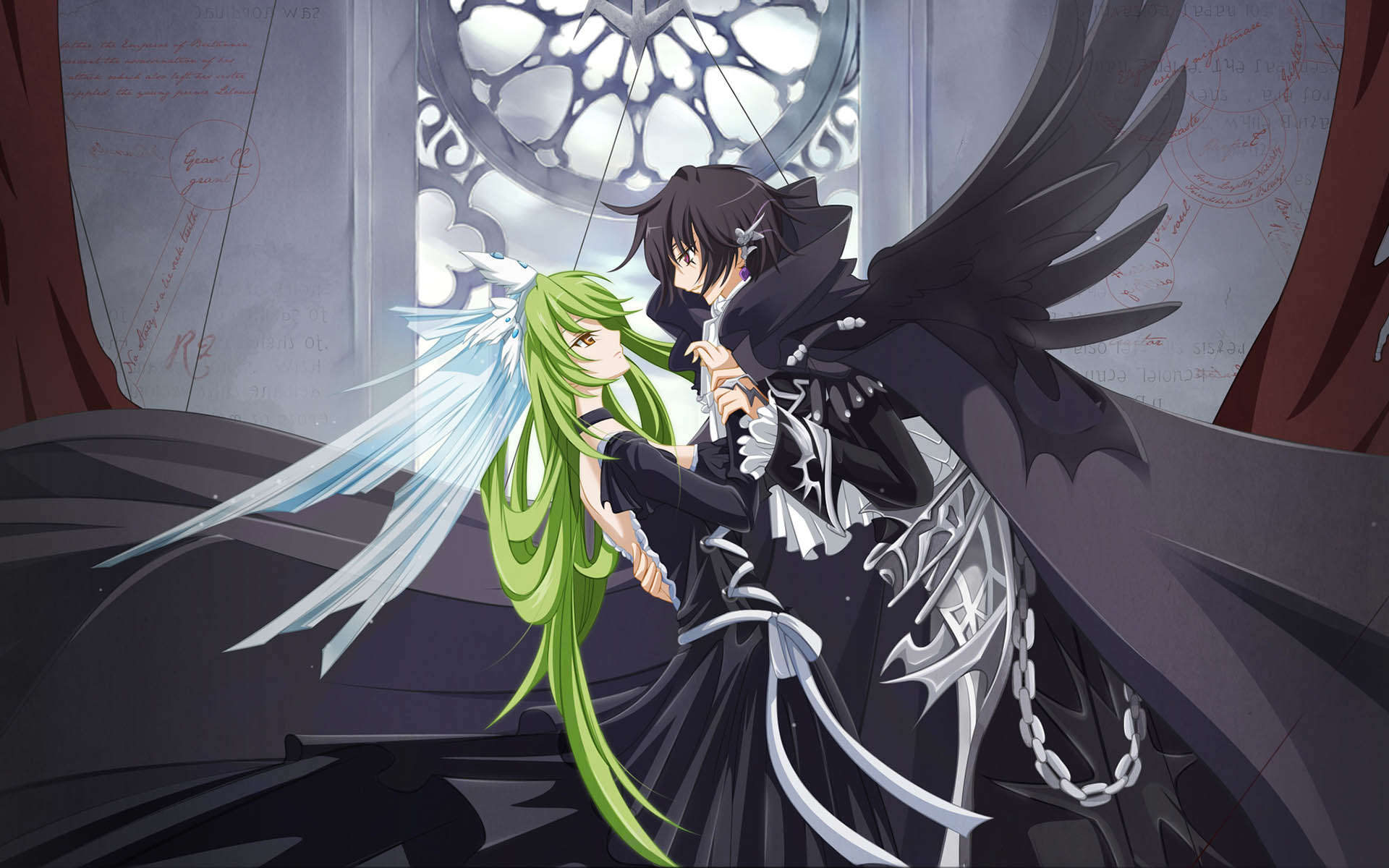 Lelouch and C.C. from Code Geass series.