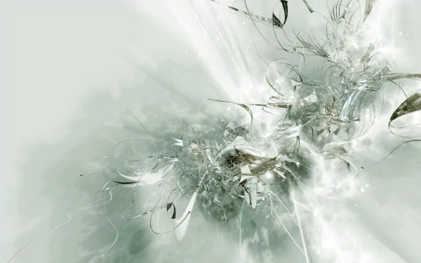 HD desktop wallpaper featuring an artistic CGI abstract design with a blend of white textures, patterns, and subtle colors.