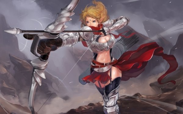 Anime Original Armor Bow Arrow HD Wallpaper | Background Image