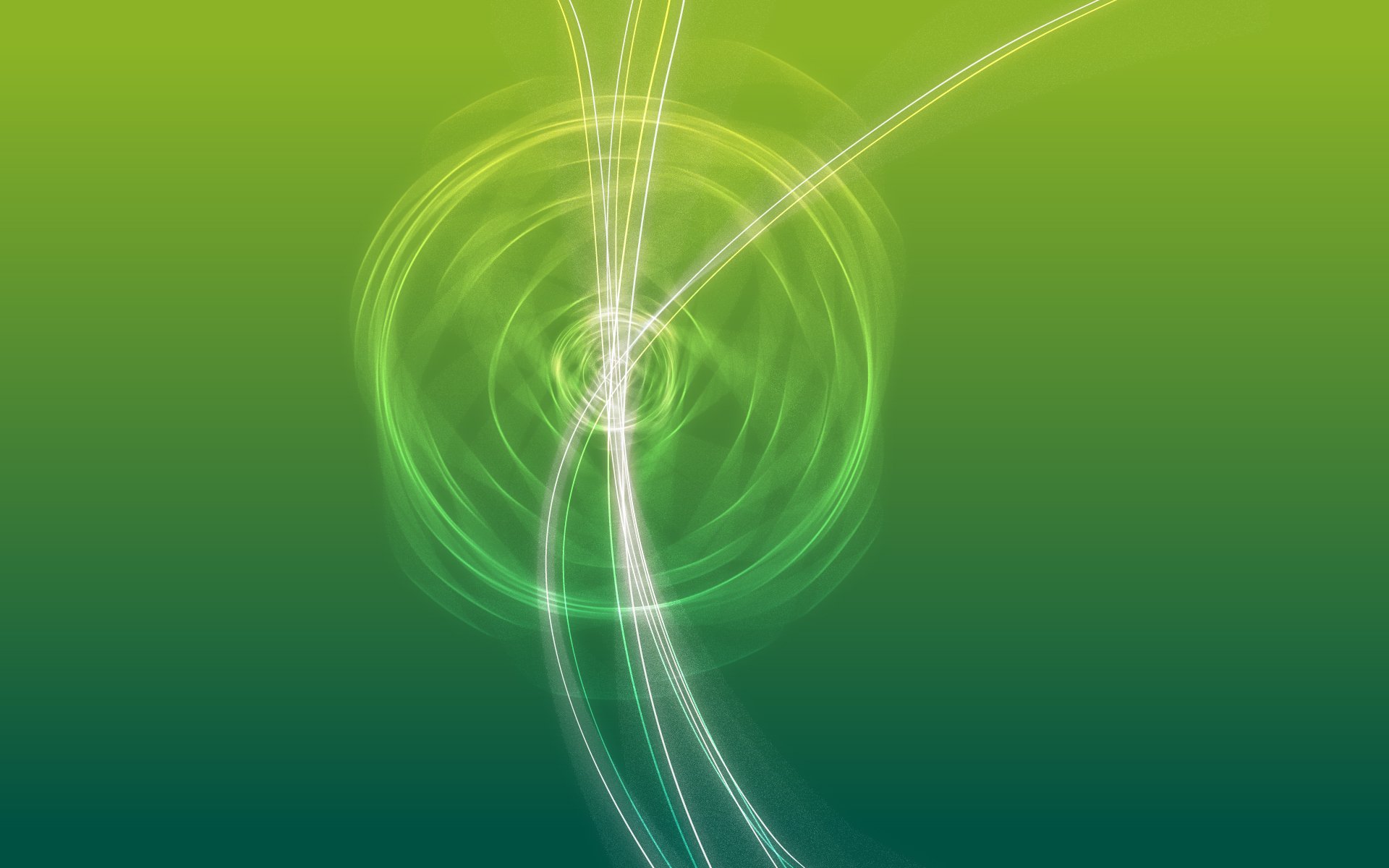 An abstract green HD wallpaper featuring swirling lines and circular patterns, blending vibrant shades of green for a dynamic and modern background.