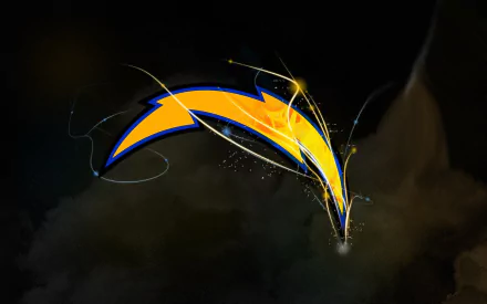 HD PC desktop wallpaper featuring the vibrant Los Angeles Chargers logo against a dynamic, dark background with electric light effects, highlighting sports energy and spirit.