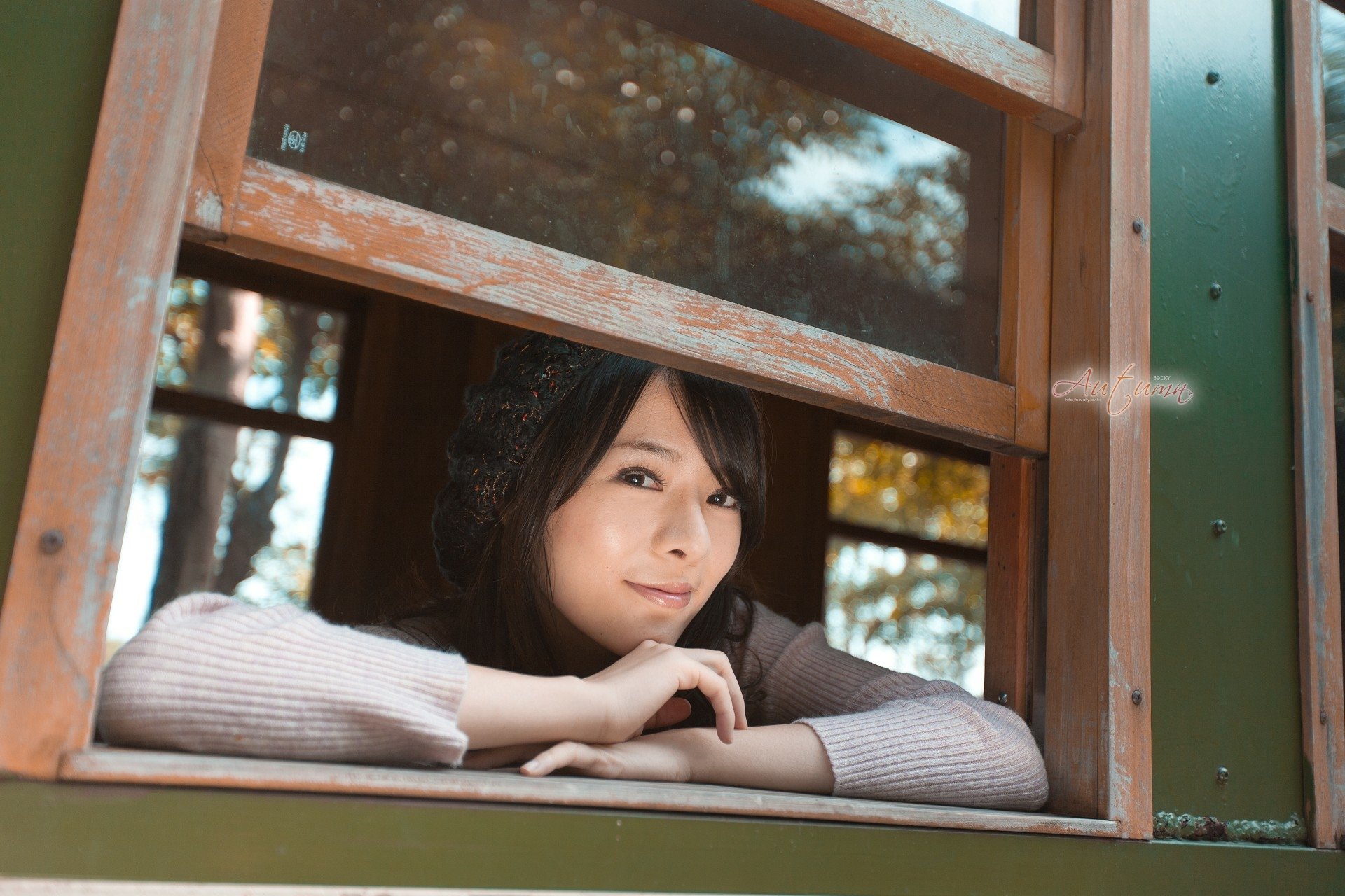 Download Window Smile Fall Taiwanese Asian Woman Becky (Taiwanese Model) HD Wallpaper by Novafly