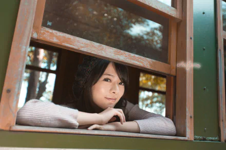 window smile fall Taiwanese asian woman Becky (Taiwanese Model) HD Desktop Wallpaper | Background Image