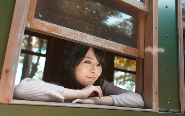 window smile fall Taiwanese asian woman Becky (Taiwanese Model) HD Desktop Wallpaper | Background Image