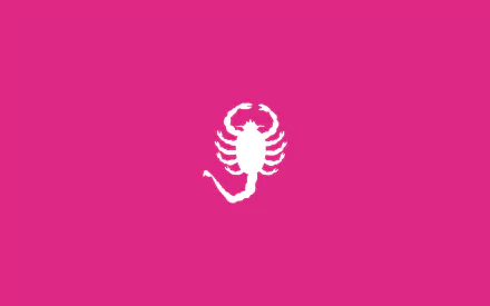 HD desktop wallpaper featuring a white silhouette of a scorpion on a vibrant pink background.