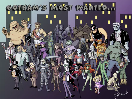 Penguin (DC Comics) Scarecrow (Batman) Riddler (DC Comics) Two-Face Catwoman Bane (DC Comics) Poison Ivy Joker Mr. Freeze (DC Comics) Comic Batman HD Desktop Wallpaper | Background Image