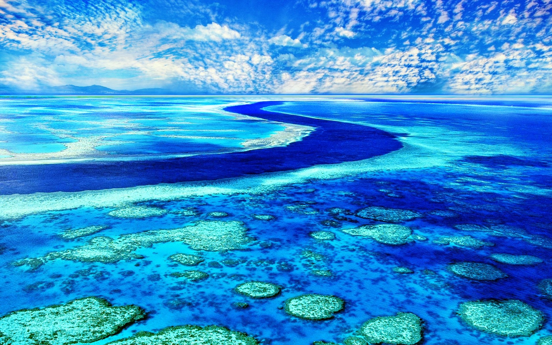 Earth - Scenic  Reef Azure Summer Horizon Sky Blue Wallpaper