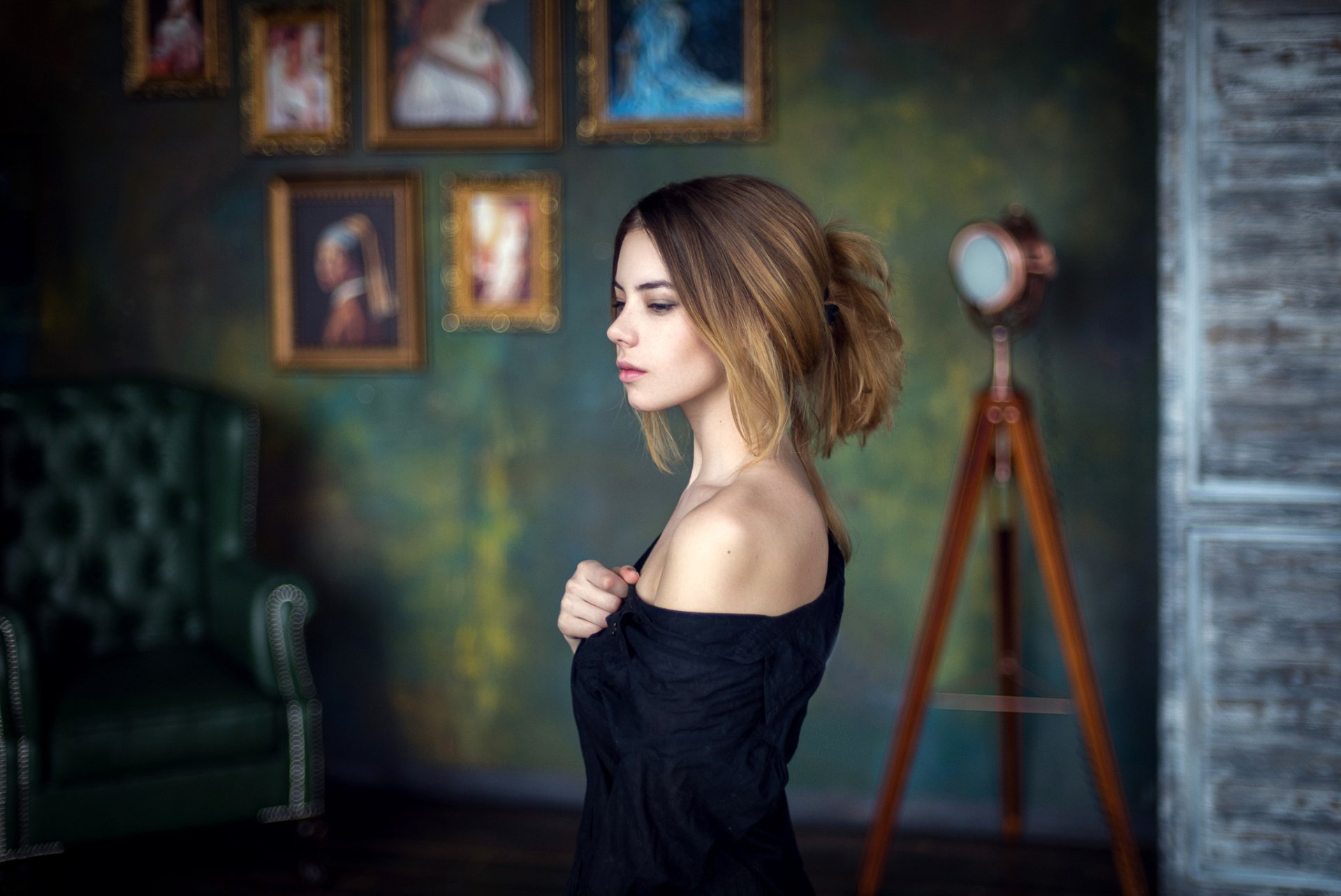 Elegant Woman in Interior: Stunning HD Wallpaper by Maxim Guselnikov ...