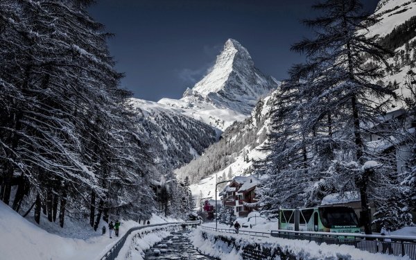 Earth Matterhorn Mountains Switzerland Winter Landscape Peak HD Wallpaper | Background Image
