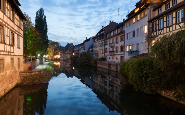 Man Made Strasbourg Cities France Alsace Canal Reflection HD Wallpaper | Background Image