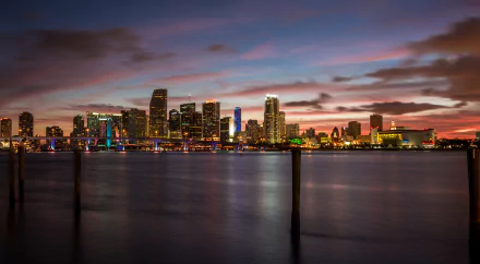 water skyscraper cityscape night city Florida man made Miami HD Desktop Wallpaper | Background Image
