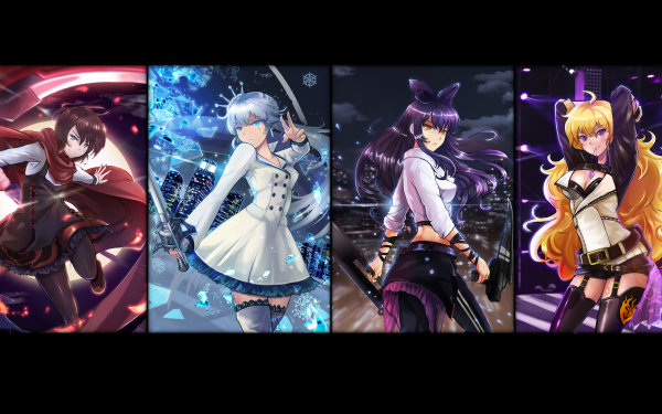 Anime RWBY Ruby Rose Weiss Schnee Blake Belladonna Yang Xiao Long Intruder outfit Slayer Outfit SnowPea Outfit Hunter Outfit HD Wallpaper | Background Image