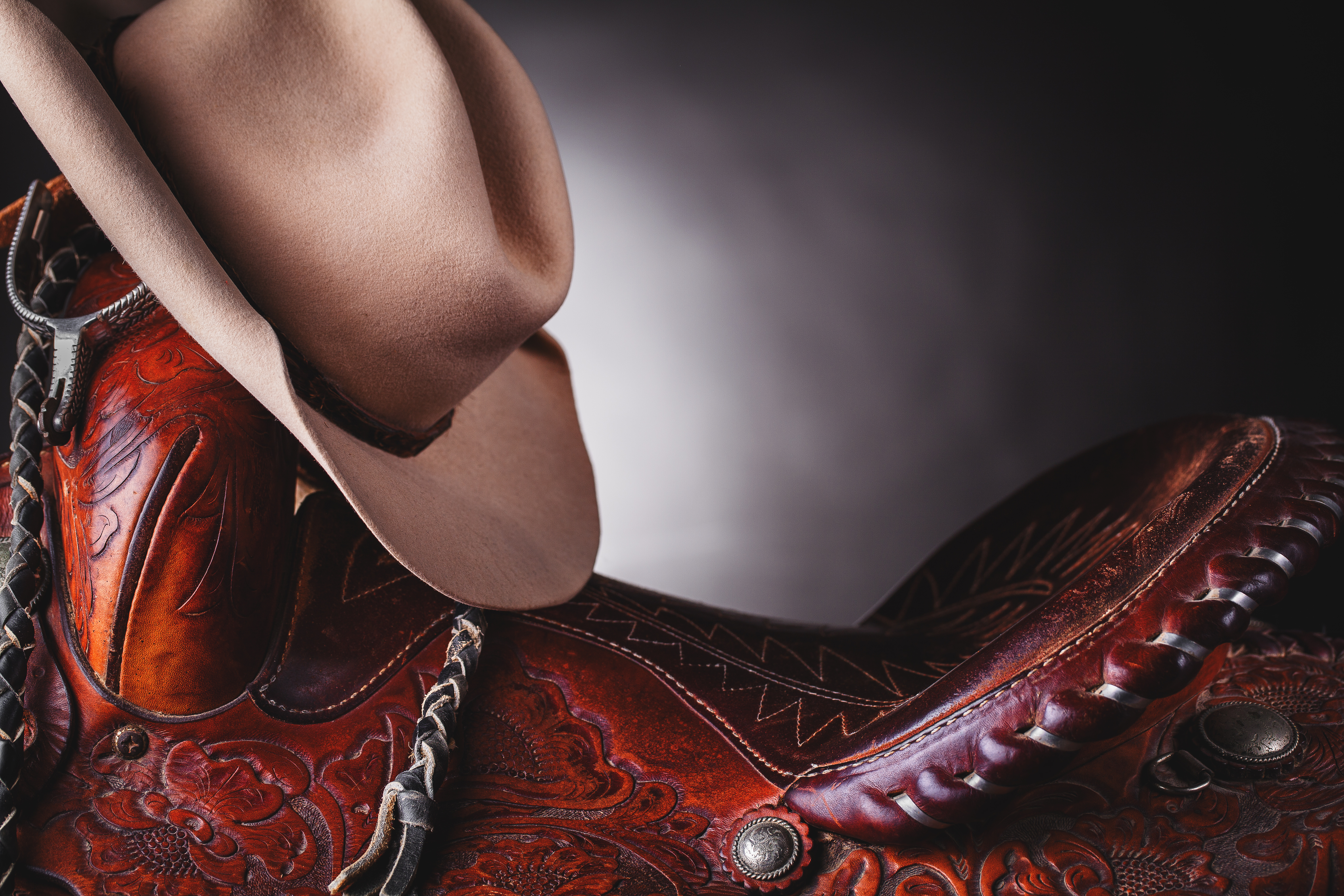 Cowboy Hat on a Saddle 5k Retina Ultra HD Wallpaper | Background Image