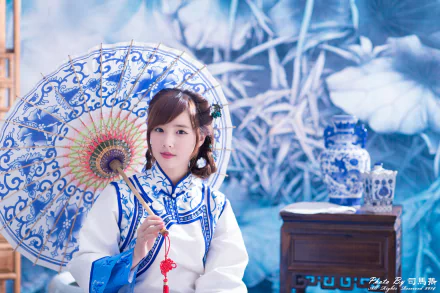 vase umbrella Taiwanese asian model woman Yu Chen Zheng HD Desktop Wallpaper | Background Image
