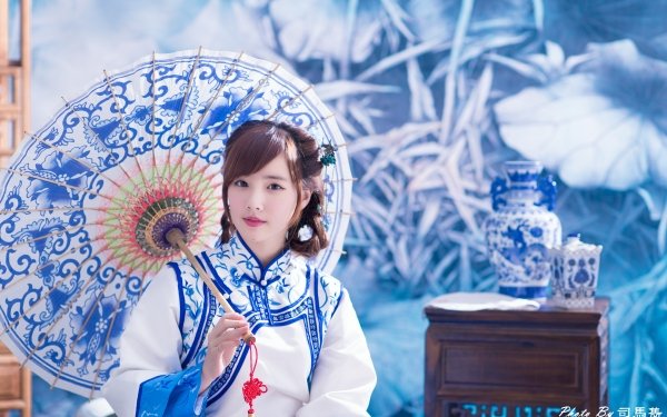 Women Yu Chen Zheng Models Taiwan Model Asian Taiwanese Umbrella Vase HD Wallpaper | Background Image