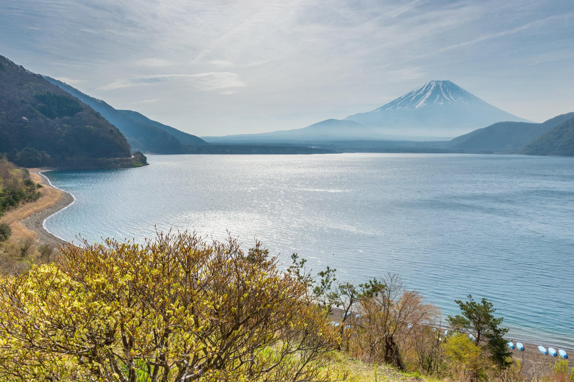 Download Yamanashi Yamanashi Prefecture Minobu-cho Spring Japan Mount Fuji Lake Motosu Nature Lake 4k Ultra HD Wallpaper
