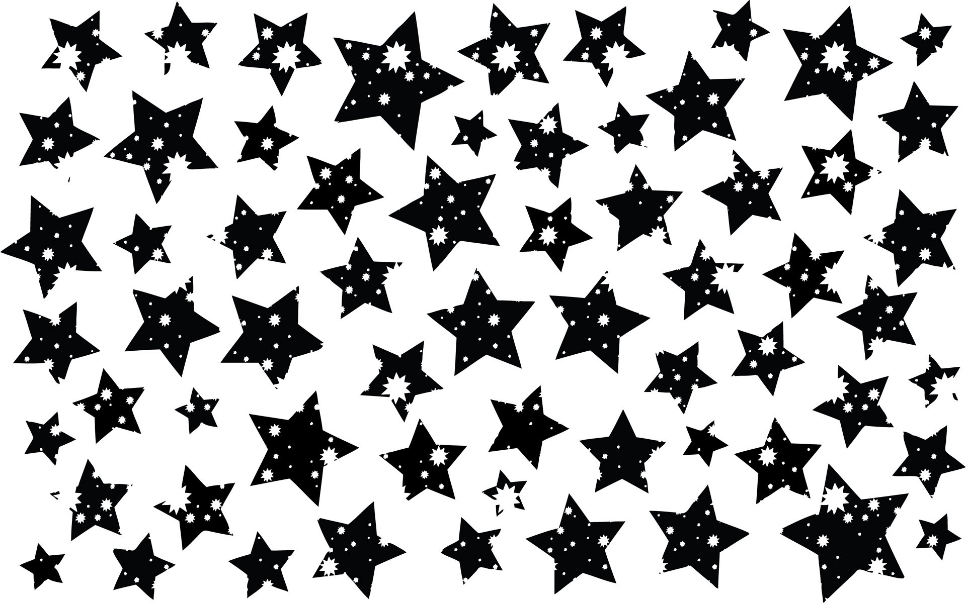Abstract HD PC desktop wallpaper and background featuring scattered black grunge stars on a white field.