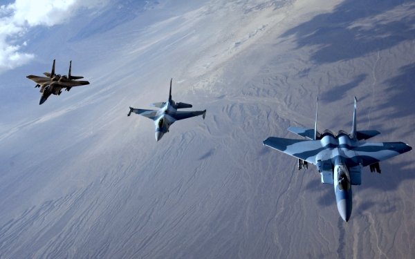 Militaire Avion de Combat Avions de Chasse Avions Paysage McDonnell Douglas F-15 Eagle General Dynamics F-16 Fighting Falcon Fond d'écran HD | Image