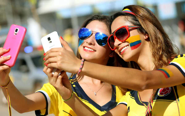 brunette Colombia smile sunglasses FIFA World Cup woman mood HD Desktop Wallpaper | Background Image