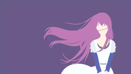 HD desktop wallpaper featuring Rize Kamishiro from Tokyo Ghoul, depicted with flowing purple hair against a soft purple background.