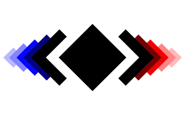 Abstract minimalist design featuring a central black diamond shape with colored arrows in shades of blue and red against a white background. A vibrant HD wallpaper emphasizing geometry and color contrast.