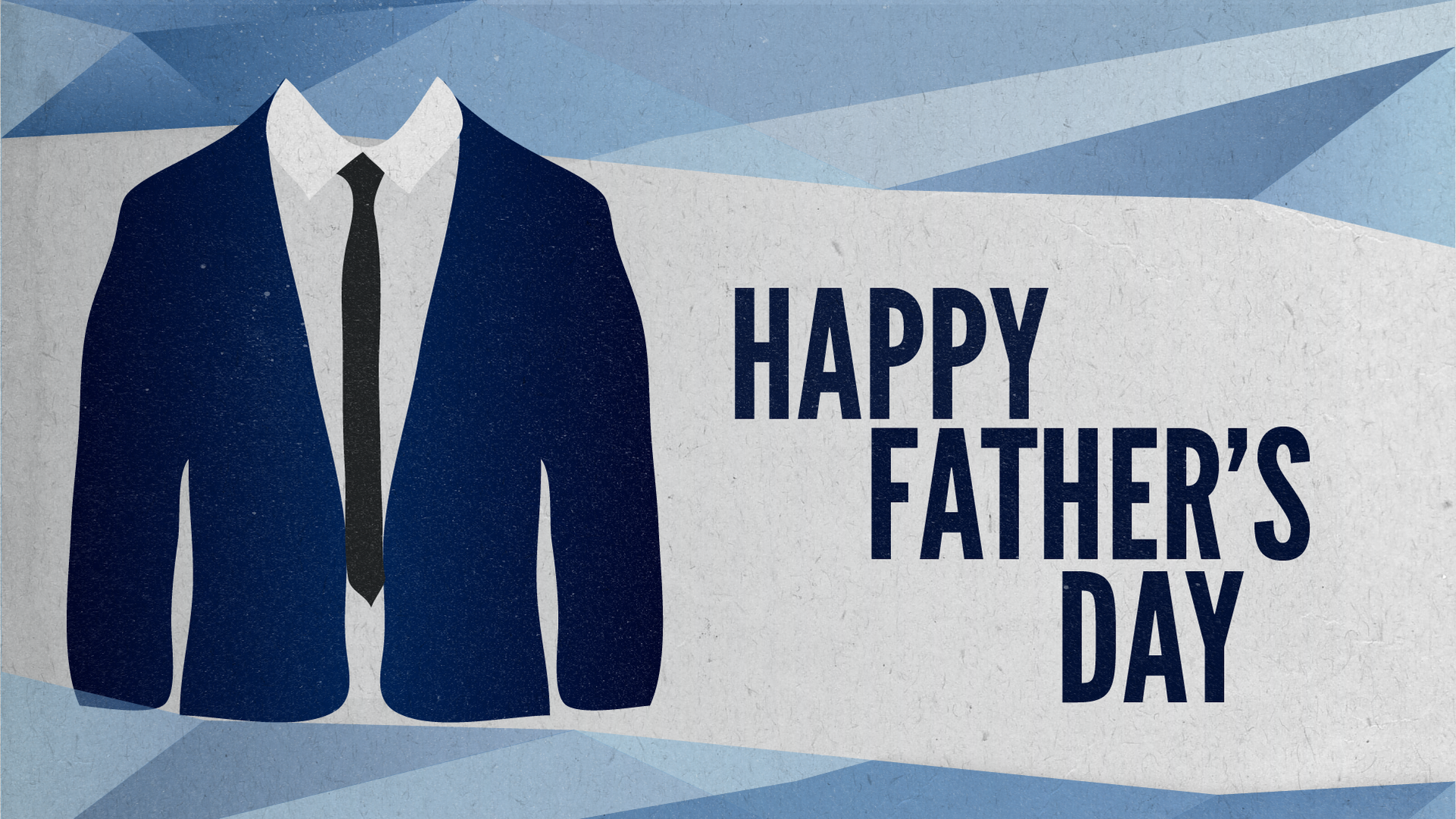 A stylish graphic featuring a suit and tie with the text Happy Father's Day, serving as an HD desktop wallpaper to celebrate the holiday.