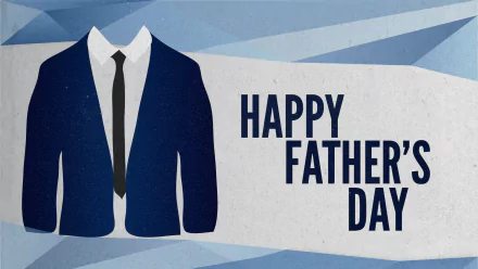 A stylish graphic featuring a suit and tie with the text Happy Father's Day, serving as an HD desktop wallpaper to celebrate the holiday.
